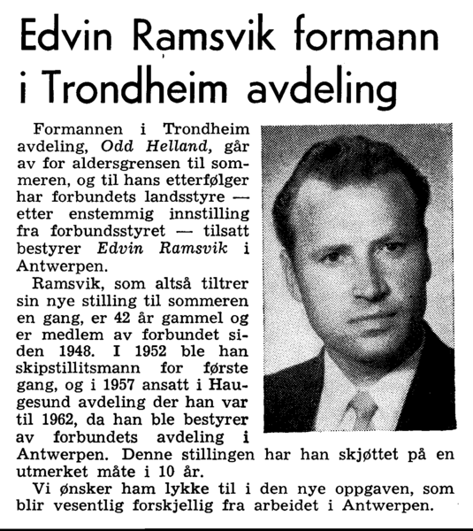 Edvin Ramsvik formann i Trondheim avdeling