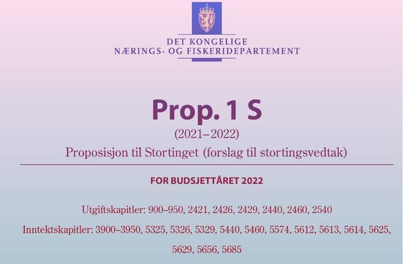 Faksimile av forsiden på forslaget til statsbudsjett 2022