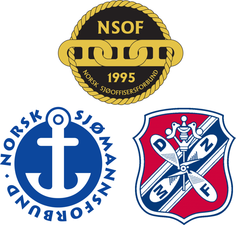 Logoene til Norsk Sjøoffiserforbund, Norsk Sjømannsforbund og Det norske maskinistforbund