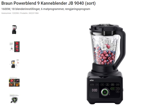 Braun Powerblend 9 Kanneblender JB 9040 sort